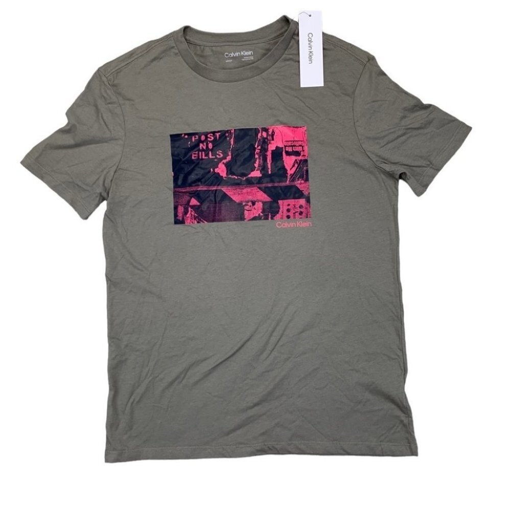 Calvin Klein Mens T-shirt Building Cityscape Graphic T-Shirt Size S